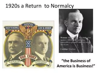 1920s a Return to Normalcy
