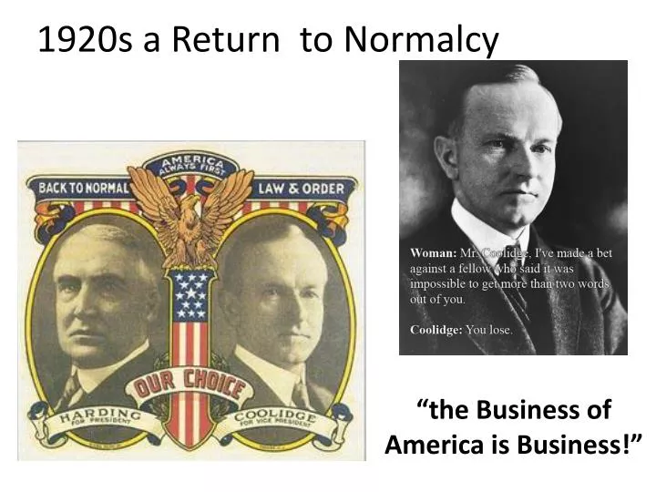1920s a return to normalcy