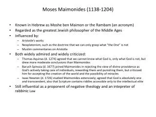 Moses Maimonides (1138-1204)