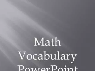 Math Vocabulary PowerPoint