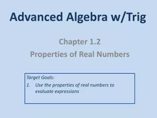 Advanced Algebra w/Trig
