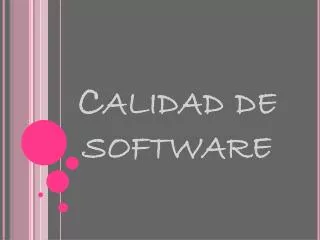 calidad de software