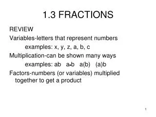 1.3 FRACTIONS