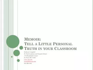 Memoir: Tell a Little Personal Truth in your Classroom