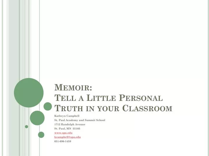 memoir tell a little personal truth in your classroom