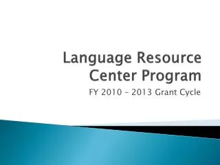 Language Resource Center Program