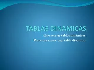 TABLAS DINAMICAS