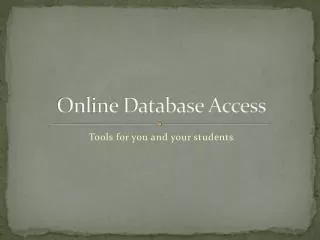Online Database Access