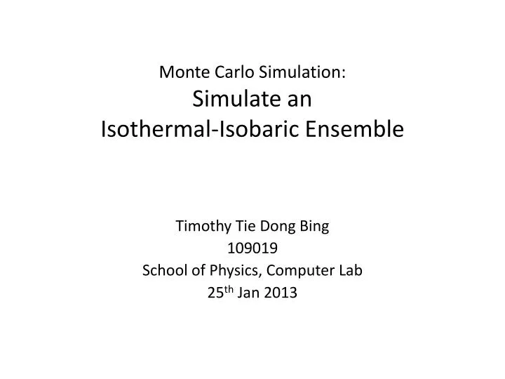 monte carlo simulation simulate an isothermal isobaric ensemble