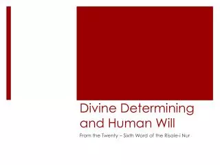 Divine Determining and Human Will