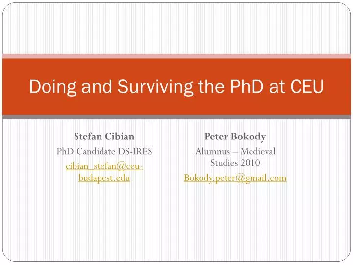 doing and surviving the phd at ceu