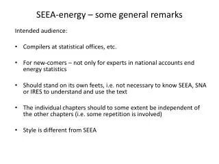 SEEA - energy – some general remarks