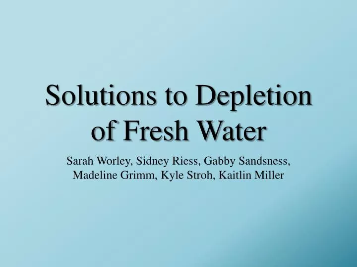 solutions to depletion of fresh water