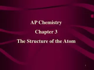 AP Chemistry Chapter 3 The Structure of the Atom