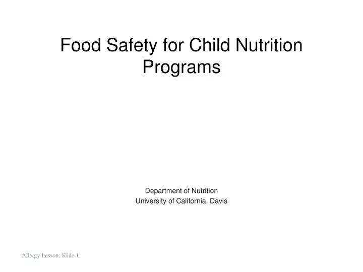food safety for child nutrition programs