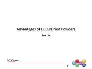Advantages of DC CoDried Powders