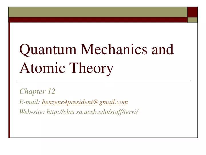 quantum mechanics and atomic theory