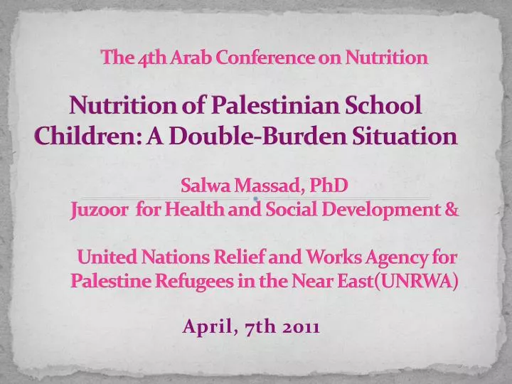nutrition of palestinian school children a double burden situation