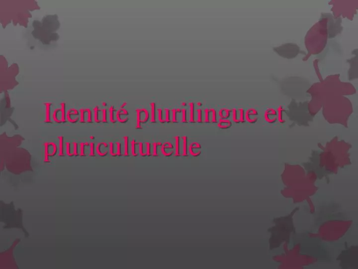 identit plurilingue et pluriculturelle