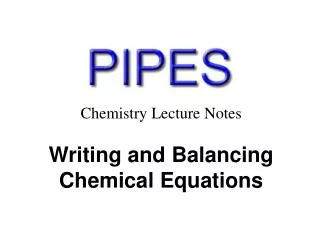 Chemistry Lecture Notes Writing and Balancing Chemical Equations