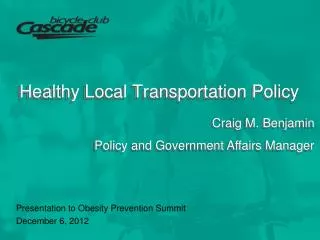 Healthy Local Transportation Policy