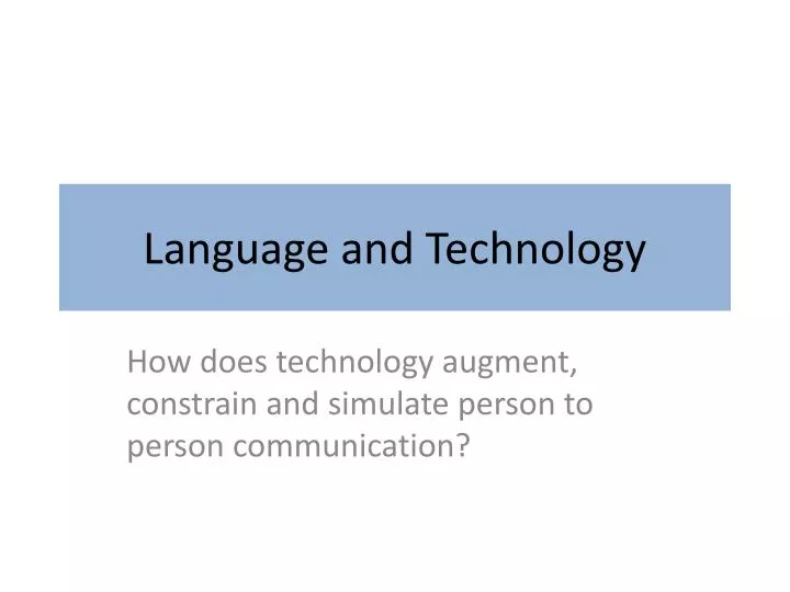 language and technology
