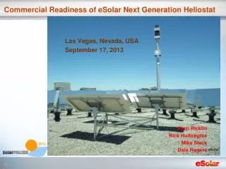 Commercial Readiness of eSolar Next Generation Heliostat