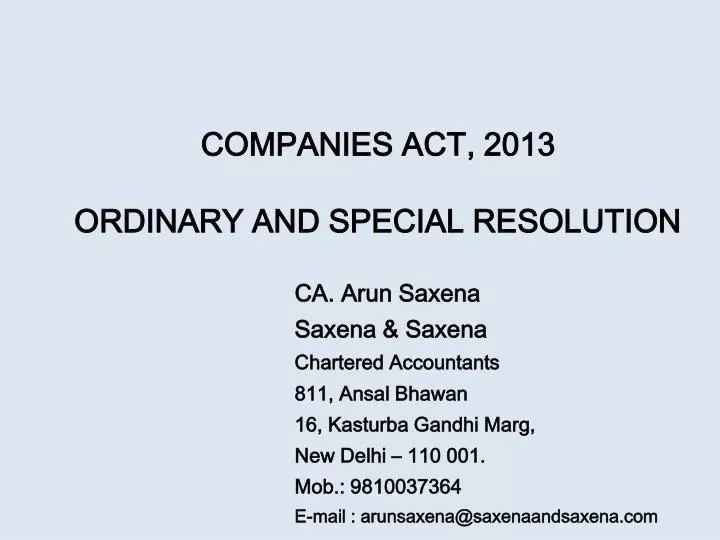 companies act 2013 ordinary and special resolution