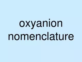 oxyanion nomenclature