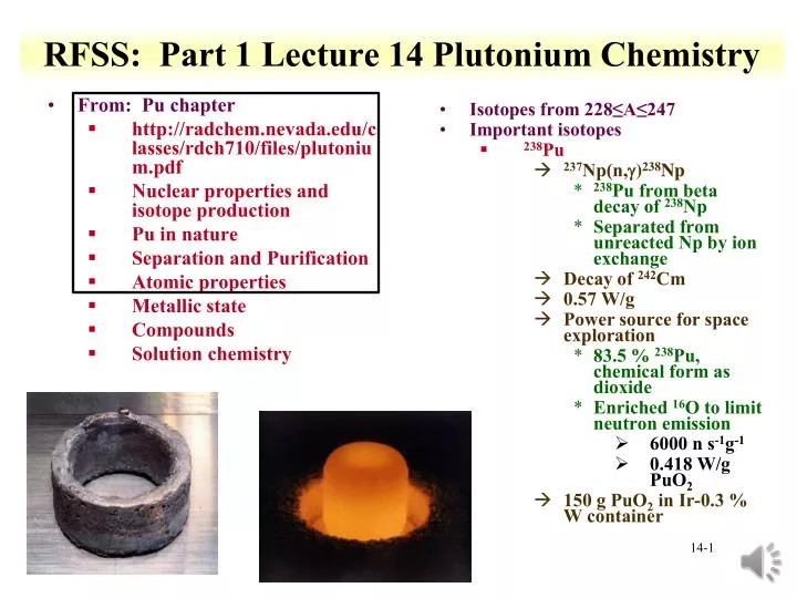 rfss part 1 lecture 14 plutonium chemistry