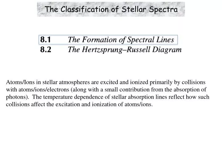 the classification of stellar spectra