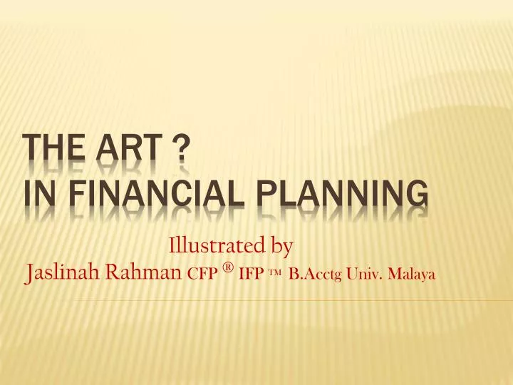 the art in financial planning