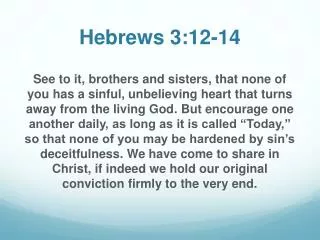 Hebrews 3:12-14