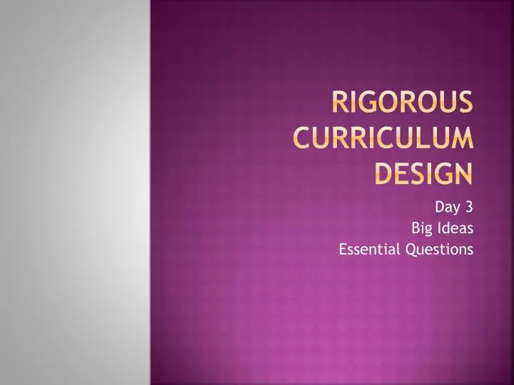 rigorous curriculum design