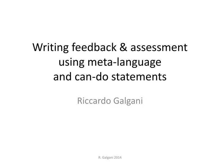 writing feedback assessment using meta language and can do statements