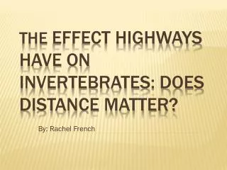 The Effect Highways Have on Invertebrates: Does Distance Matter?