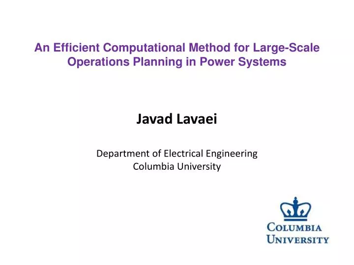 javad lavaei department of electrical engineering columbia university