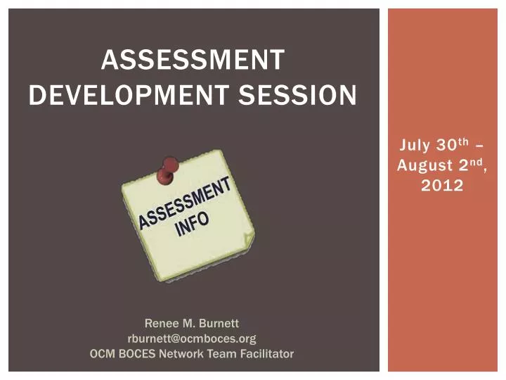assessment development session