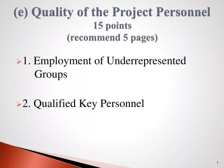 e quality of the project personnel 15 points recommend 5 pages