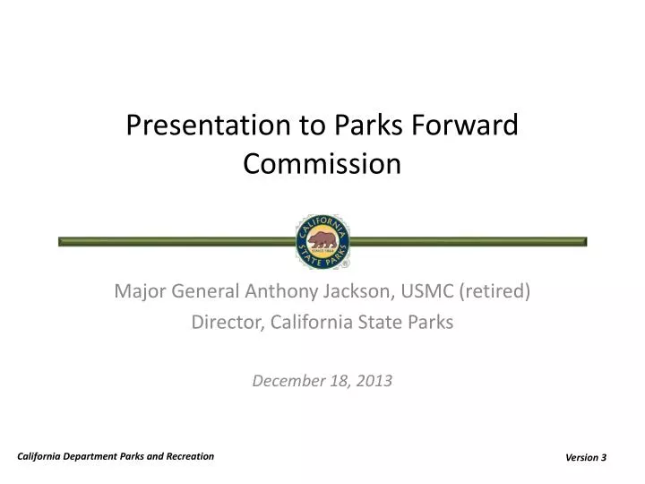 presentation to parks forward commission