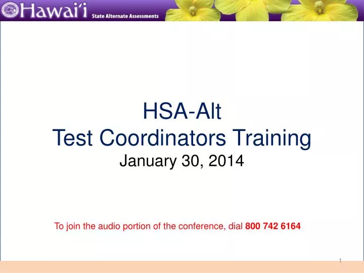 hsa alt test coordinators training january 30 2014