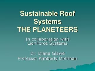 Sustainable Roof Systems THE PLANETEERS