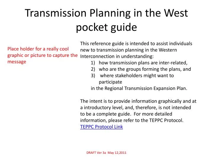 transmission planning in the west pocket guide
