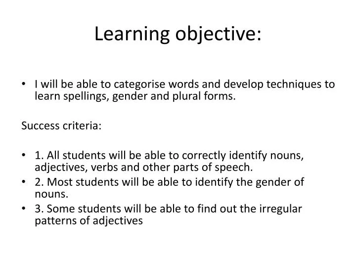 learning objective