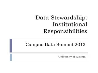 Campus Data Summit 2013