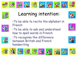 Learning intention: