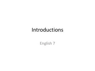 introductions