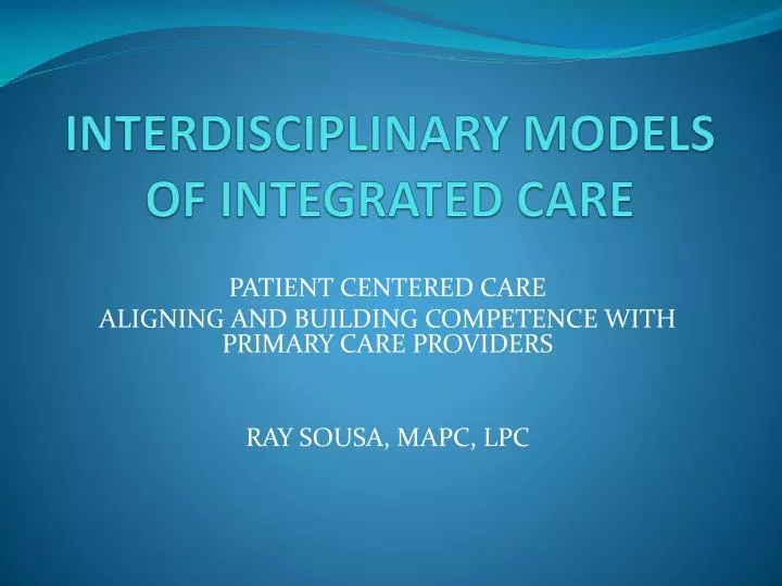interdisciplinary models of integrated care