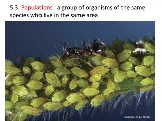 5.3: Populations : a group of organisms of the same species who live in the same area