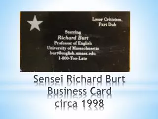 Sensei Richard Burt Business Card circa 1998